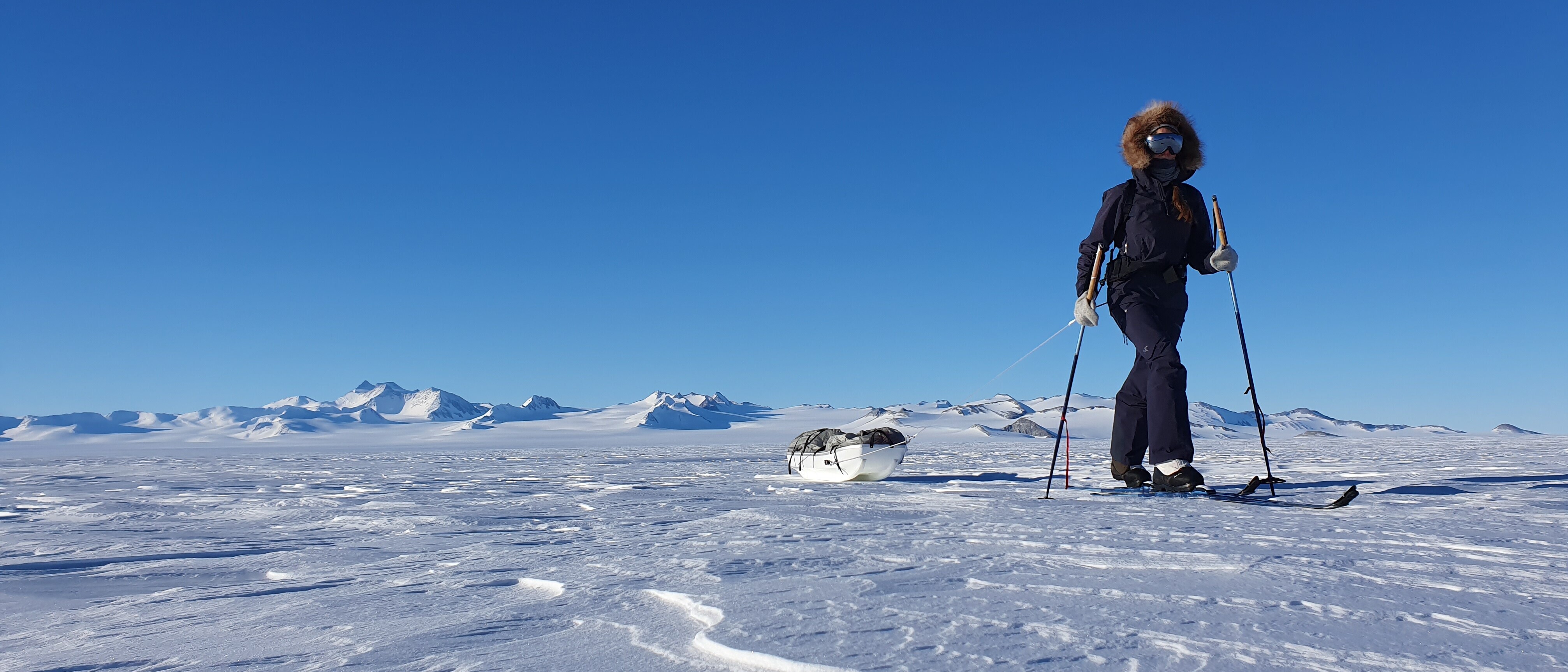 Anja Blacha legte von der Küste der Antarktis bis zum Südpol 1400 Kilometer auf den Langlaufskiern zurück.