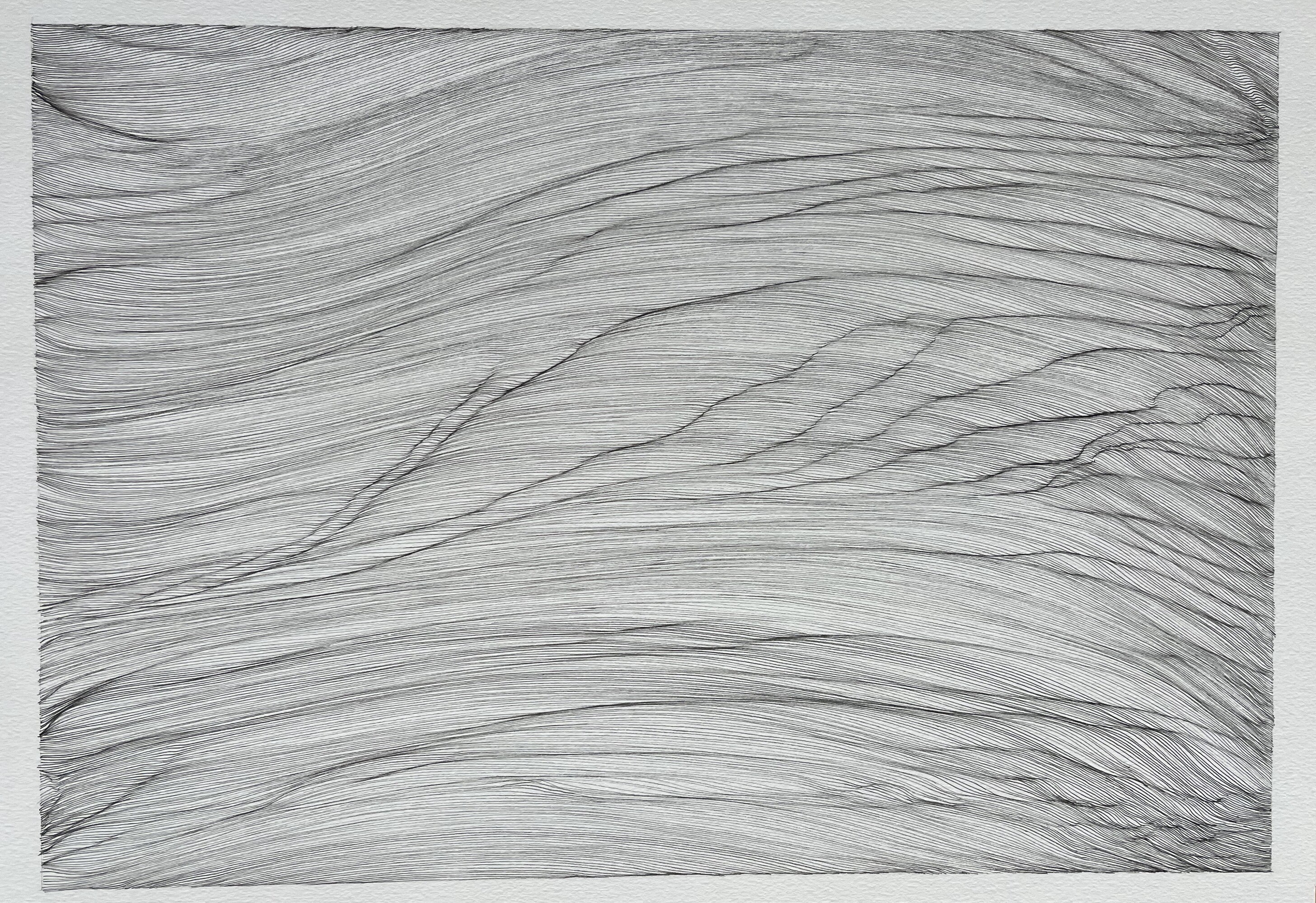 Beatrice Dörig, Dazwischen. Landschaften, fortlaufende Serie, Tusche auf Papier (o. J.)